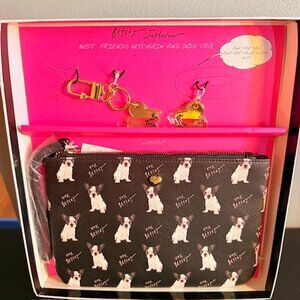 Betsey Johnson Best Friends Yorkie Wristlet & Dog Tag Keychain Gift Set NWT